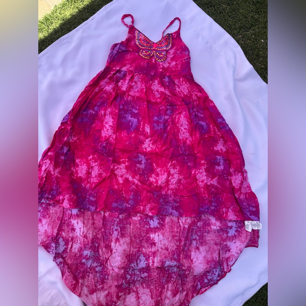 Place Vibrant Pink Tie-Dye Dress with Butterfly Accent